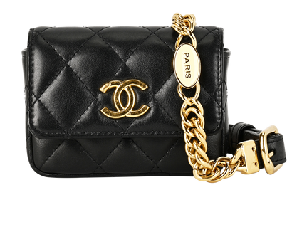 Micro Belt Bag, &pound;1,600, Handbags, Black, Lambskin Leather, Front view